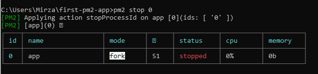 PM2 stop single process